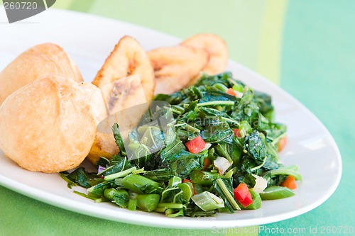 Image of Callaloo Vegetable (Spinach) and Friend Dumplings - Caribbean St