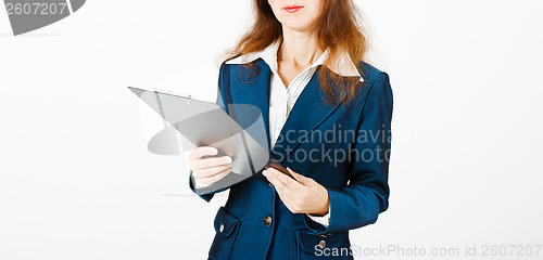 Image of Young woman with a folder in hands
