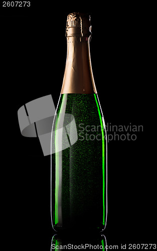 Image of Green bottle of champagne
