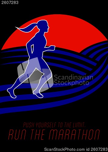 Image of Marathon Runner Female Pushing Limits Poster