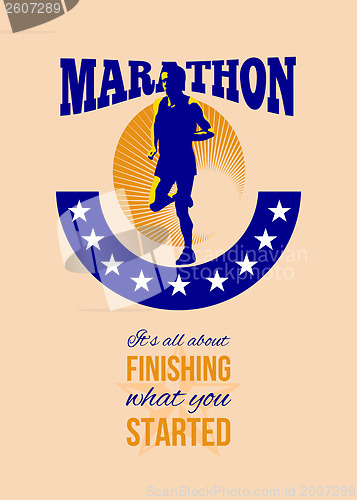 Image of Marathon Runner Finishing Retro Poster