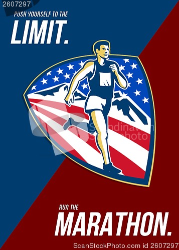 Image of American Marathon Runner Push Limits Retro Poster