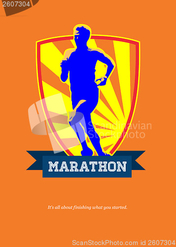 Image of Marathon Runner Starting Run Retro Poster