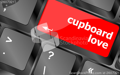 Image of cupboard love words showing romance and love on keyboard keys