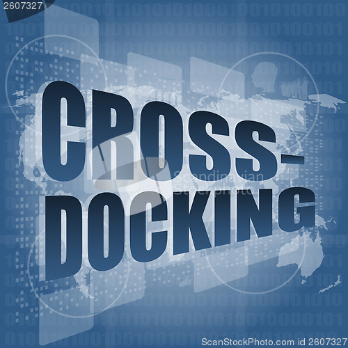 Image of cross docking word on digital touch screen