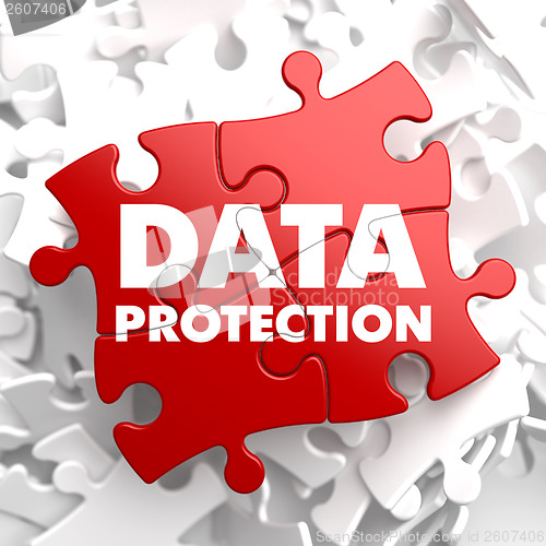 Image of Data Protection on Red Puzzle.