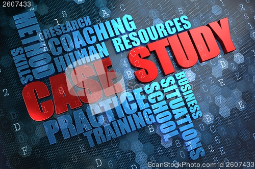 Image of Case Study. Wordcloud Concept.