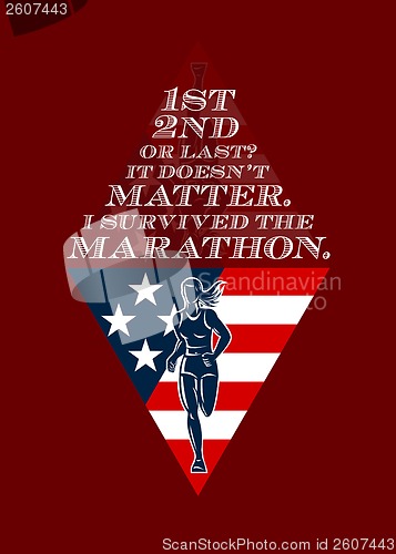 Image of American Female Marathon Runner Retro Poster