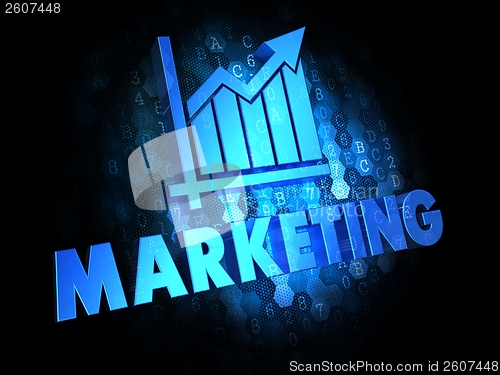 Image of Marketing on Dark Digital Background.