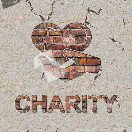 Image of Charity Concept on the Brick Wall.