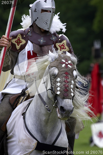 Image of Knights jousting warwick castle England uk