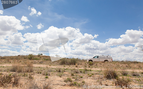 Image of Car on a empty in the Namib desert