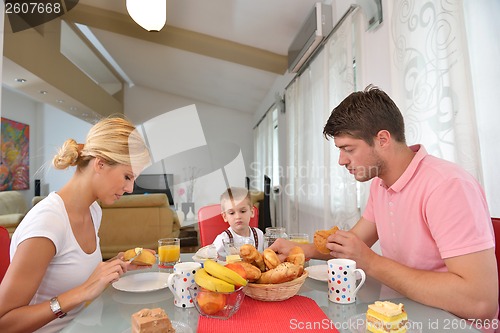 Image of family have healthy breakfast at home