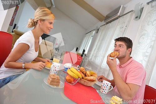 Image of family have healthy breakfast at home