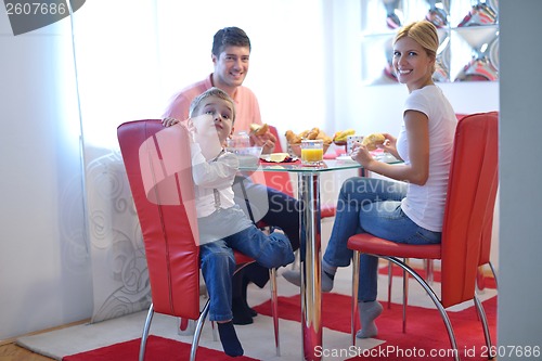 Image of family have healthy breakfast at home