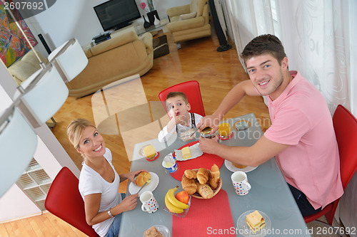 Image of family have healthy breakfast at home