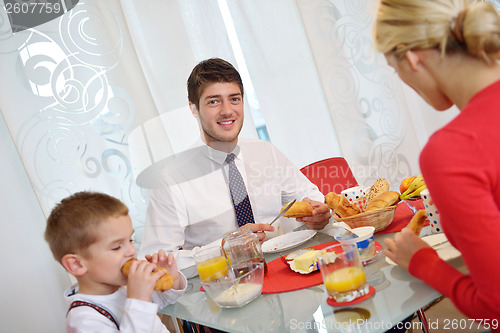 Image of family have healthy breakfast at home