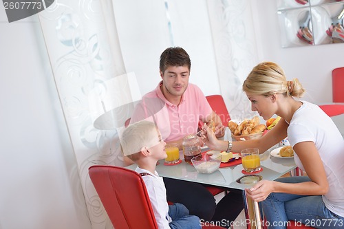 Image of family have healthy breakfast at home