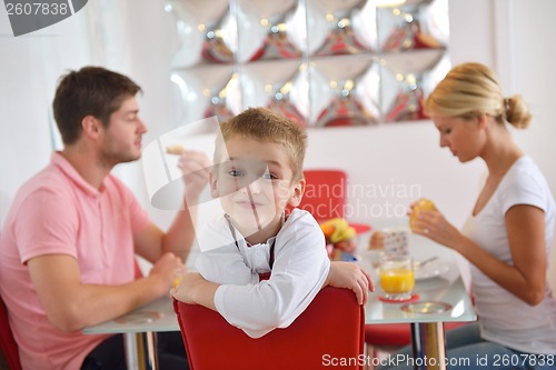 Image of family have healthy breakfast at home