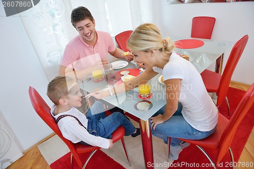 Image of family have healthy breakfast at home