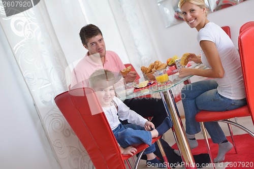 Image of family have healthy breakfast at home