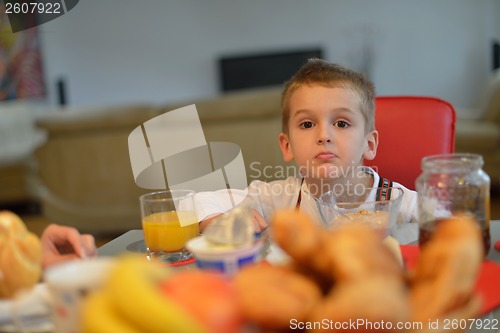 Image of family have healthy breakfast at home