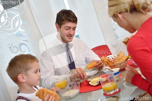 Image of family have healthy breakfast at home