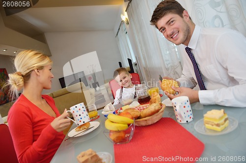Image of family have healthy breakfast at home