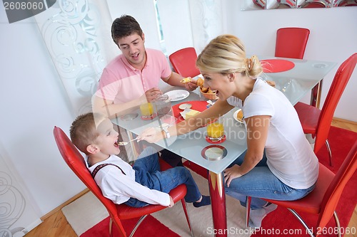 Image of family have healthy breakfast at home