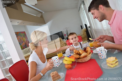Image of family have healthy breakfast at home
