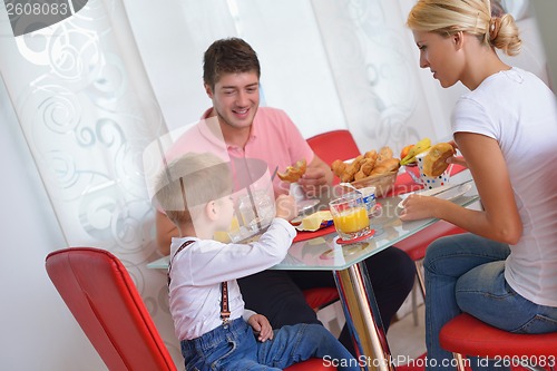 Image of family have healthy breakfast at home
