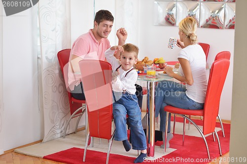 Image of family have healthy breakfast at home