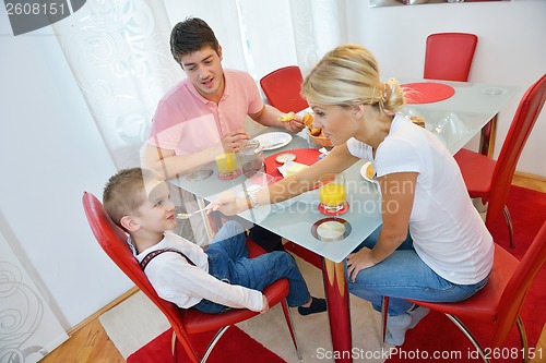 Image of family have healthy breakfast at home