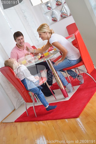 Image of family have healthy breakfast at home