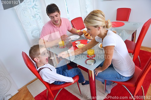 Image of family have healthy breakfast at home