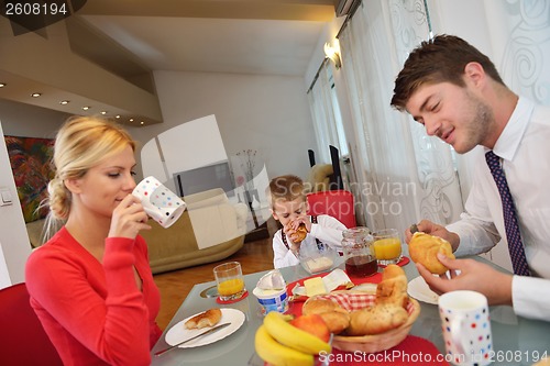 Image of family have healthy breakfast at home