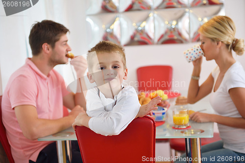 Image of family have healthy breakfast at home