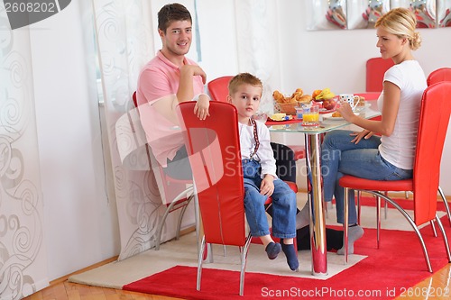 Image of family have healthy breakfast at home