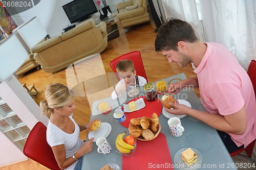 Image of family have healthy breakfast at home