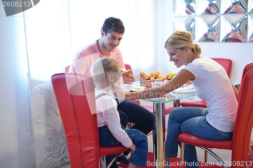 Image of family have healthy breakfast at home