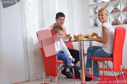 Image of family have healthy breakfast at home