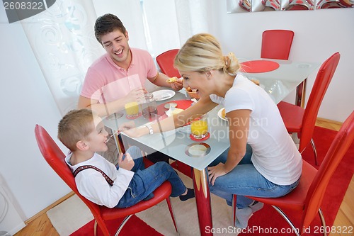 Image of family have healthy breakfast at home