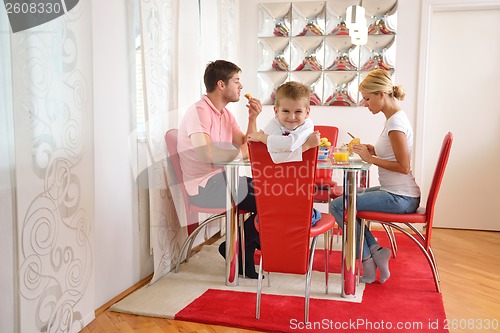 Image of family have healthy breakfast at home