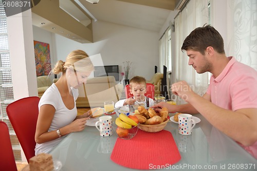 Image of family have healthy breakfast at home