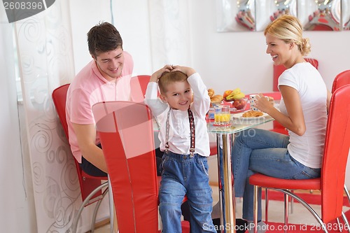 Image of family have healthy breakfast at home