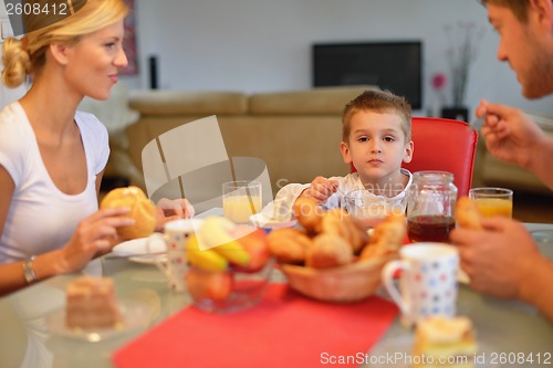 Image of family have healthy breakfast at home