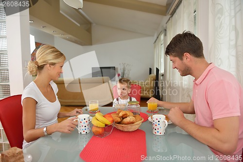 Image of family have healthy breakfast at home