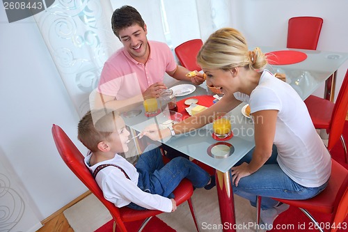 Image of family have healthy breakfast at home