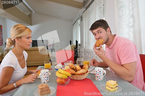 Image of family have healthy breakfast at home