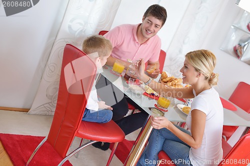 Image of family have healthy breakfast at home